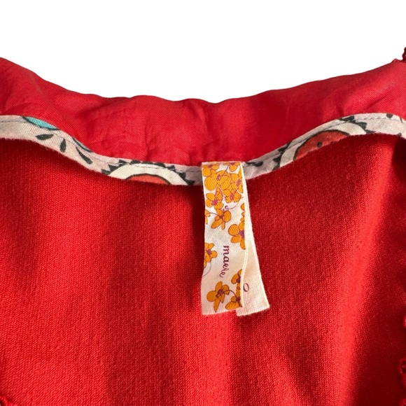 Maeve Anthropologie Red-Orange Corduroy Button Dress - Picture 2 of 6